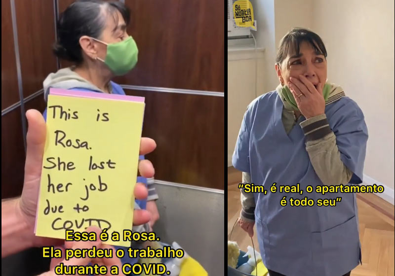 Rosa chorou ao receber o apartamento - Fotos: reprodução / Facebook