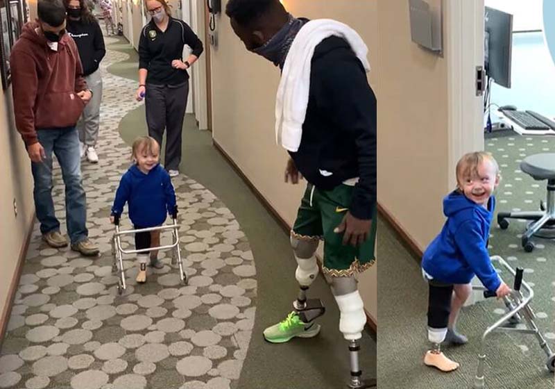 Blake Leeper’s encoraja menino com prótese - Fotos: reprodução / Karl Torp / Facebook