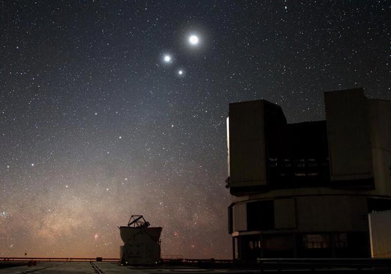 Conjunção de 3 planetas - Foto: ESO/Y. Beletsky