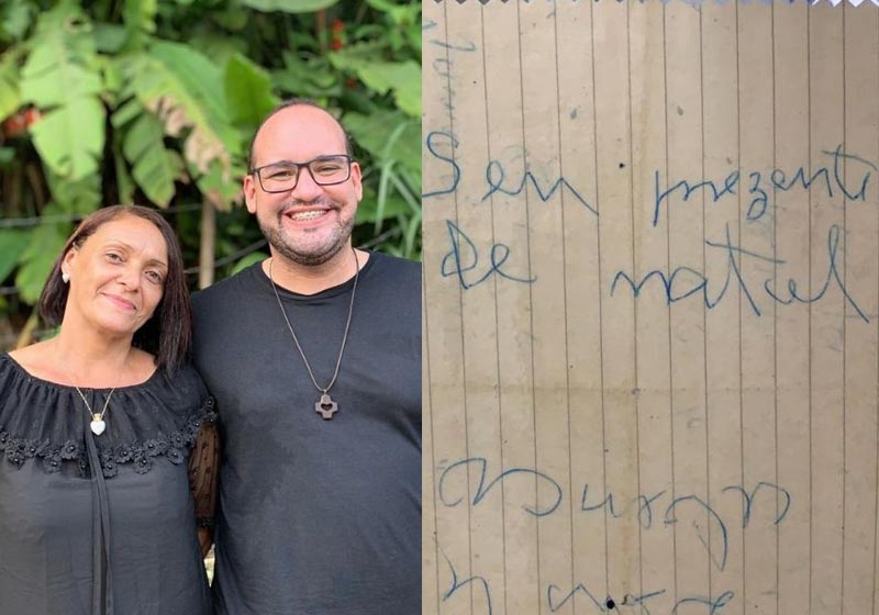 Rodolpho, a mãe e a carta - Fotos: reprodução / Instagram