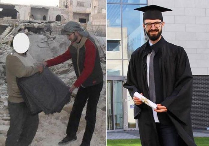jovem-siria-formado-close Osama antes e agora - Fotos: reprodução / LinkedIn