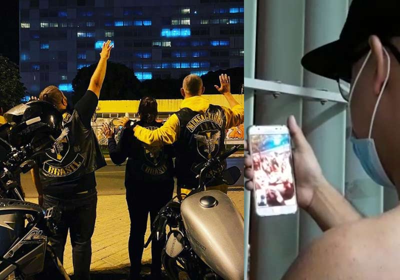 Motociclistas fazem surpresa para amigo internado com câncer - Fotos: reprodução / Mensageiros Motoclube