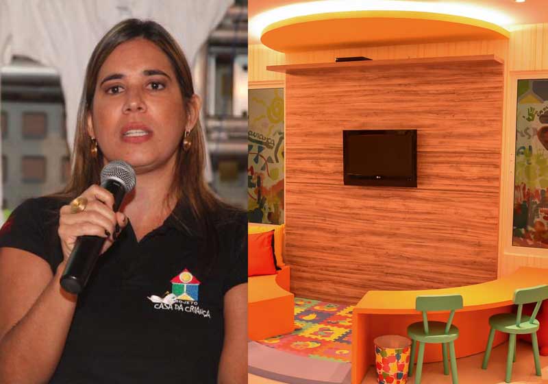 Patrícia Chalaça e uma das casas construídas - Foto: divulgação