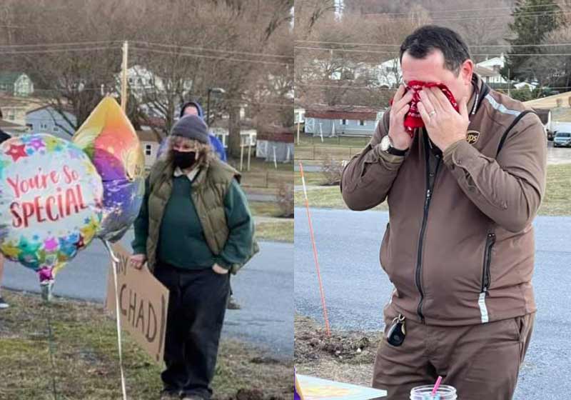Chad Turns se emociona com homenagem de moradores - Foto: reprodução ABC27