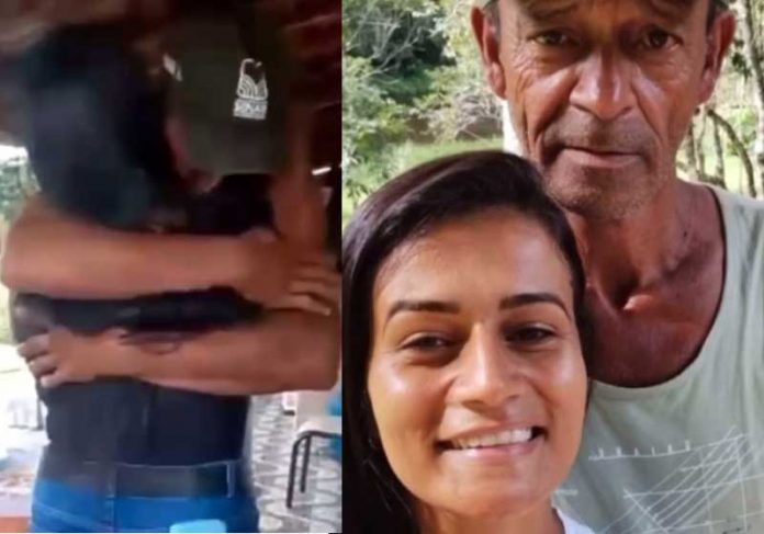 Filha encontra pai que não conhecia, após procurar família pelo Facebook. - Foto: Reprodução/Instagram @_fabylucas