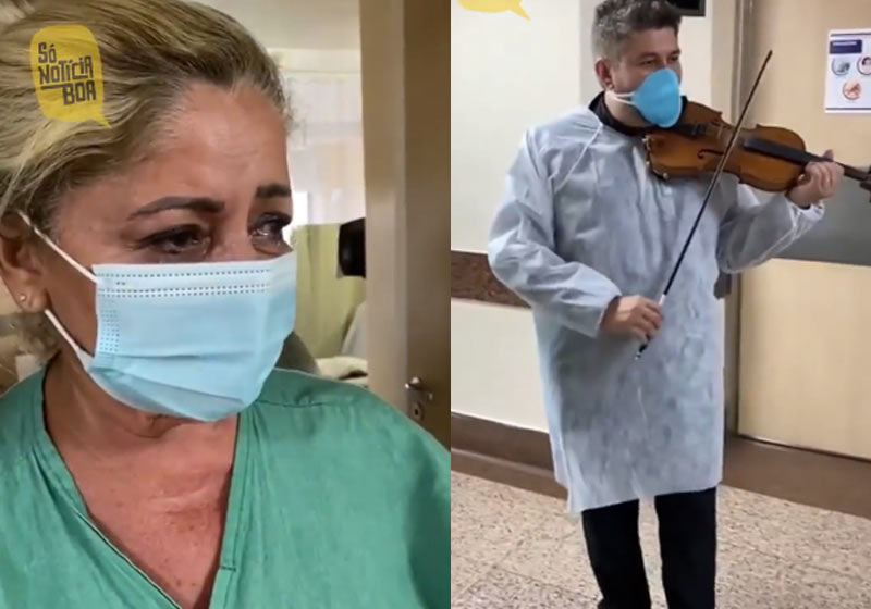 Jamille se emociona ao ouvir Daniel tocando no hospital - Fotos: reprodução/ Instagram