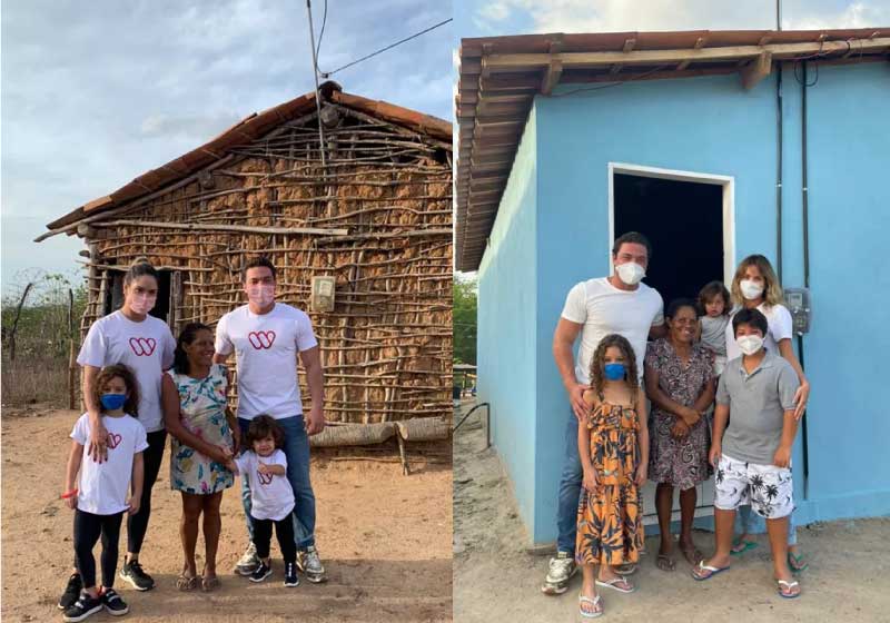 Wesley e Thyane na antiga entregam casa mobiliada para dona Mimi. - Foto: reprodução Instagram Wesley Safadão