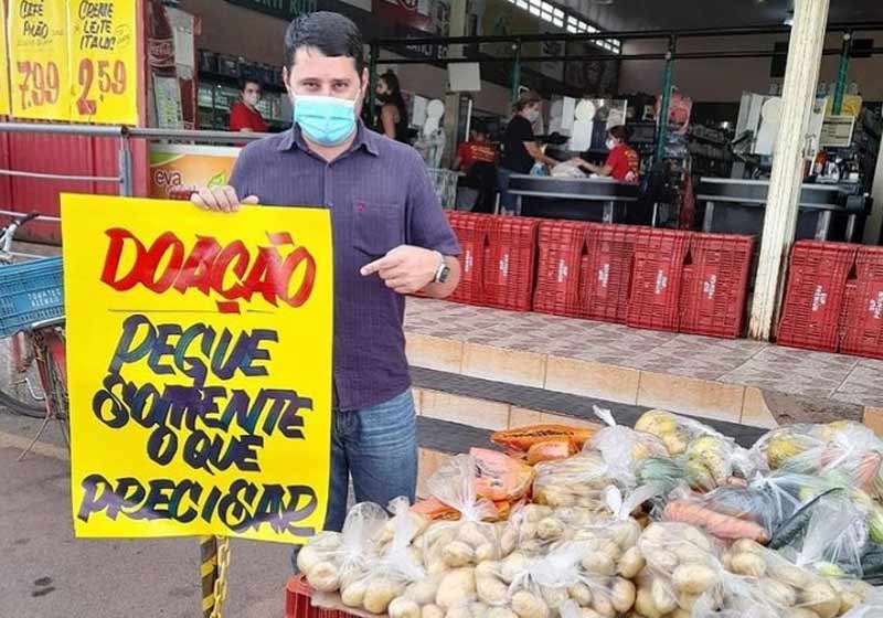 A doação de alimentos do supermercado já começou - Foto: reprodução / Instagram