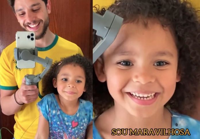 pai video cabelo capa Dom Patrício empoderando a Maria Alice com seus cachos lindos - Fotos: reprodução / Instagram