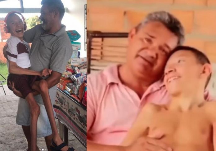 Edvaldo abandonou a bebida para cuidar do sobrinho órfão, com deficiência - Fotos: reprodução / Instagram