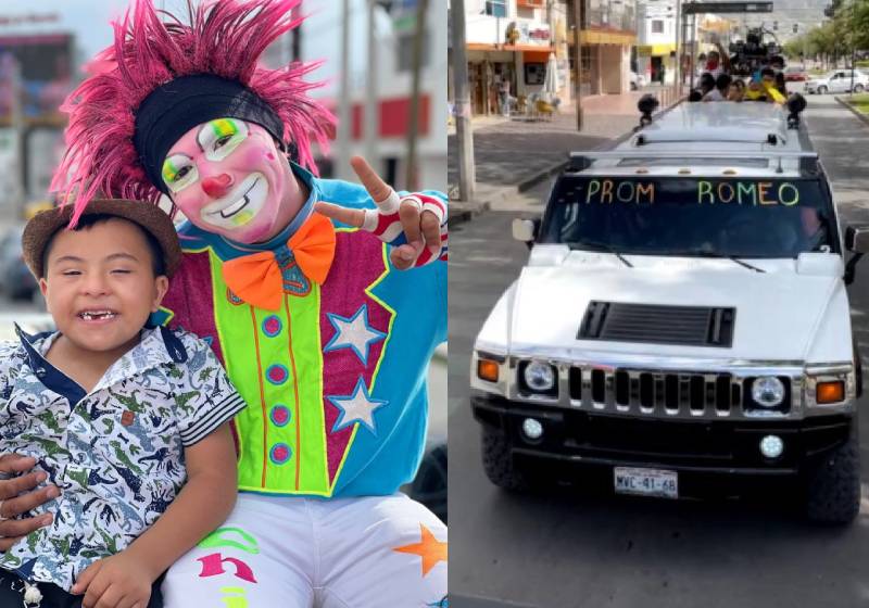 Teve palhaço e limusine na festa que a comunidade preparou para o Romeu - Fotos: reprodução / Facebook