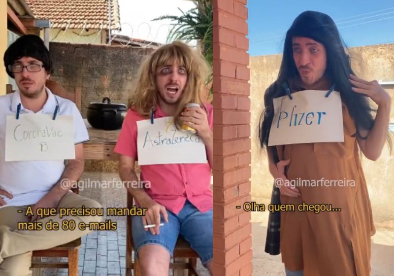 Em Paródia, Coró, Astra, Pfizer e Janse disputam qual é a melhor vacina - Fotos: reprodução / Instagram