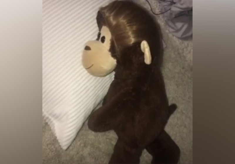 Uma mãe criou um "clone" usando uma peruca e urso de pelúcia, para ajudar o filho a dormir sozinho - Foto: reprodução TikTok