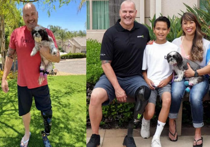 policial_protese Chappie Hunter e sua família adotaram Chloe, uma Shih Tzu, de 9 anos - Foto: San Diego Humane Society