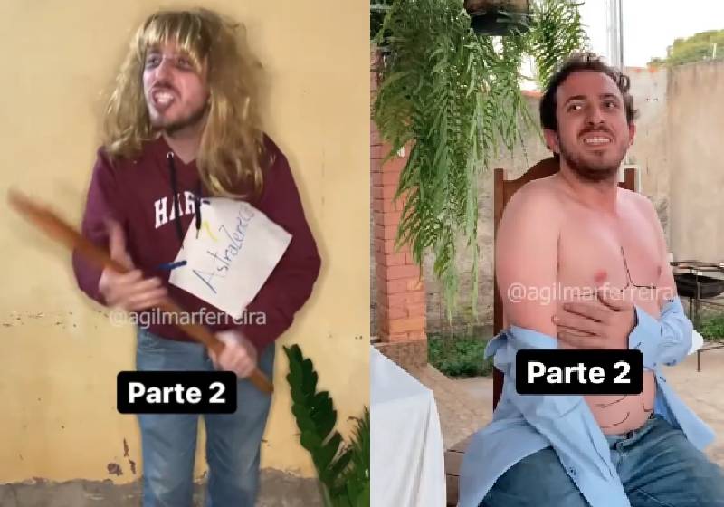 O humorista Agilmar Ferreira interpreta a Astra e um homem que quer escolher vacina - Fotos: reprodução / Instagram