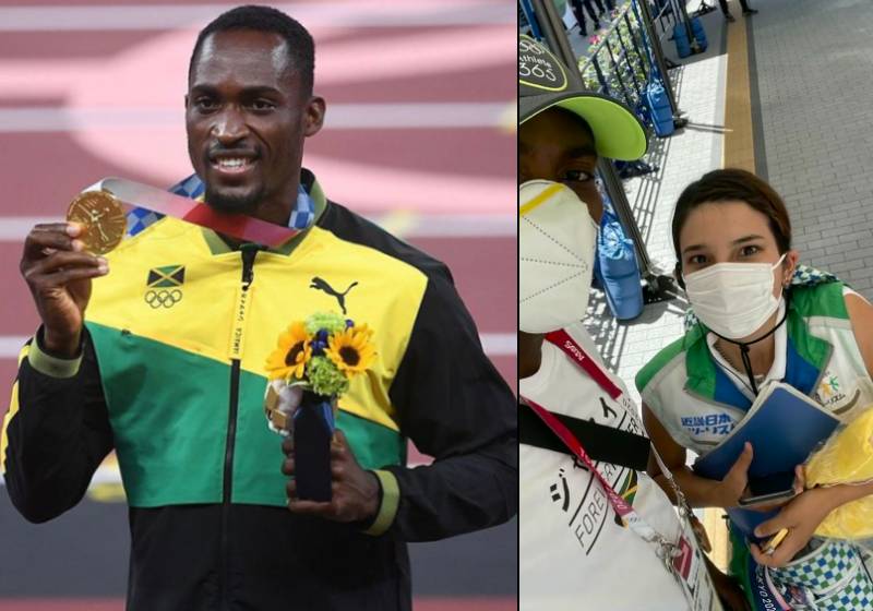 O jamaicano Hansle Parchment voltou para agradecer e devolveu o dinheiro do Taxi para Trijana - Fotos: reprodução / Instagram