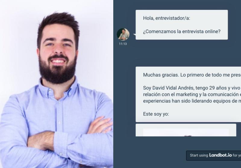 O currículo-robô do David abre uma caixa de diálogo com o recrutador e responde perguntas - Foto: reprodução