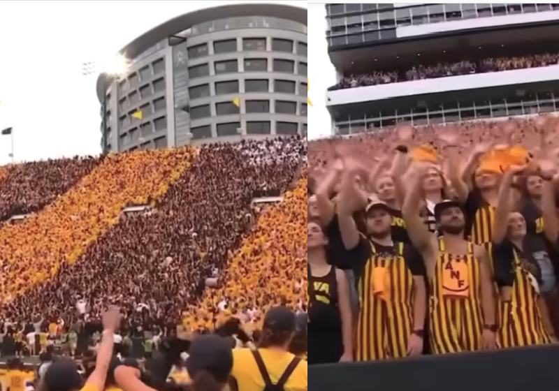 O Estádio inteiro de Iowa acenando para crianças internadas no hospital do câncer - Fotos: reprodução / @sportscenter e @espncfb