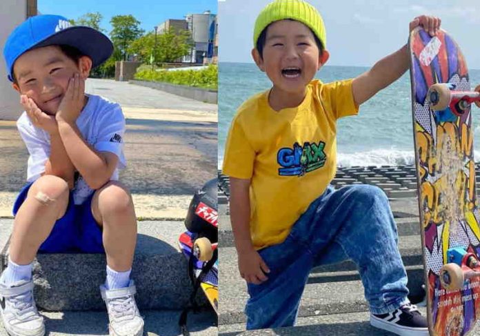 japone_skate Rita Ishizuka, de 4 anos é uma skatista alegre e nunca se abala com os fracassos nas manobras - Foto: reprodução Instagram