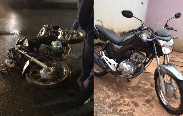 Moto no dia do acidente e após o conserto - Foto: arquivo pessoal