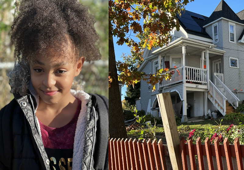 A heroína Jayline, de 9 anos, desbloqueou o celular do pai desmaiado encostando a tela no rosto dele para chamara o socorro Foto: Boston 25