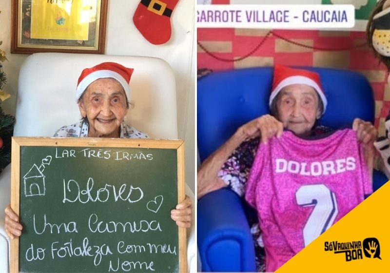 Idosa pede camisa do Fortaleza de Natal e se emociona com a surpresa do time - Fotos: divulgação