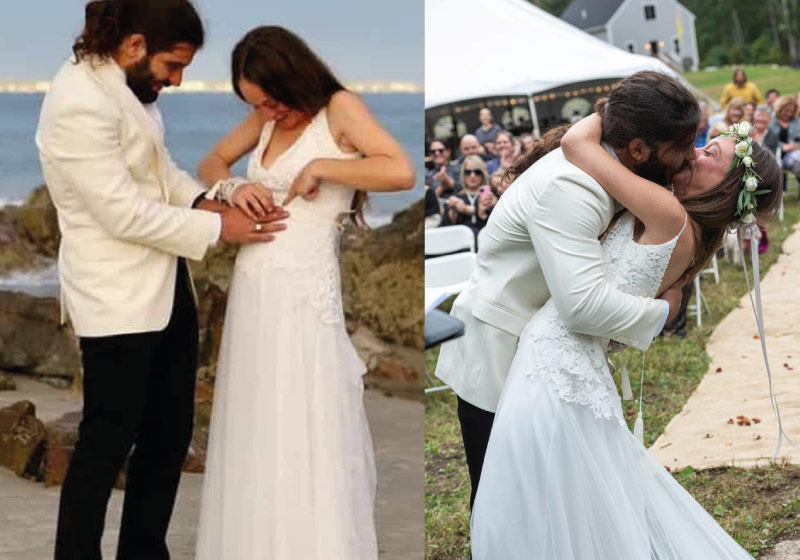 A noiva mandou fazer um vestido exclusivo, com uma declaração de amor em Braile para o noivo cego entender - Fotos: David Gannon