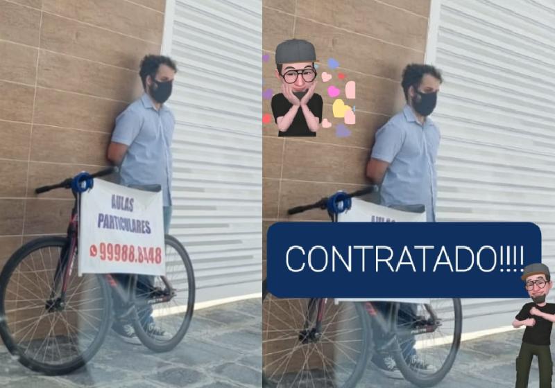 O professor Diego conseguiu emprego após esta foto, feita por um desconhecido, viralizar nas redes sociais - Foto: reprodução / Instagram