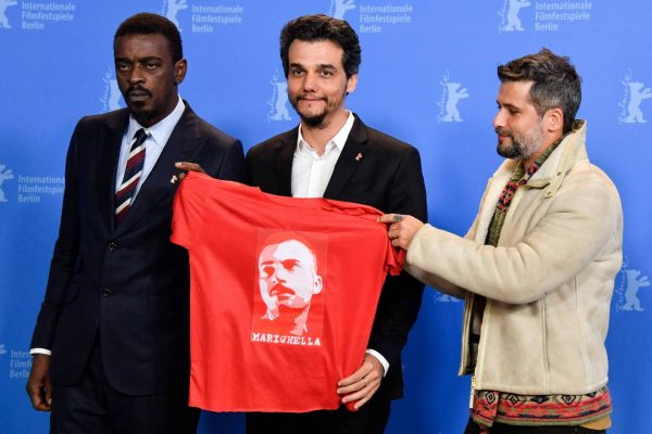 Seu Jorge, Wagner Moura e Bruno Gagliasso na apresentação de Marighella na Espanha - Foto: divulgação