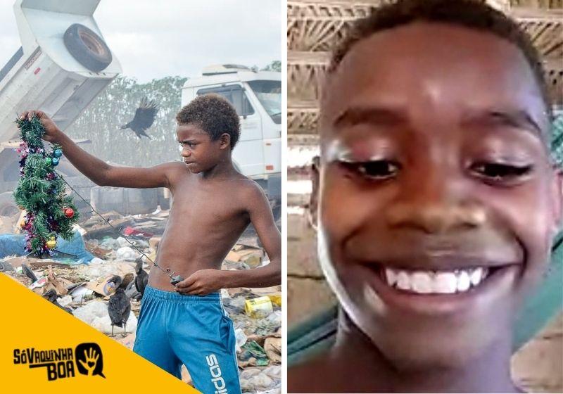 Gabriel, que ficou conhecido após foto no lixão com árvore de Natal, ganha uma surpresa da Multilaser - Fotos: arquivo pessoal