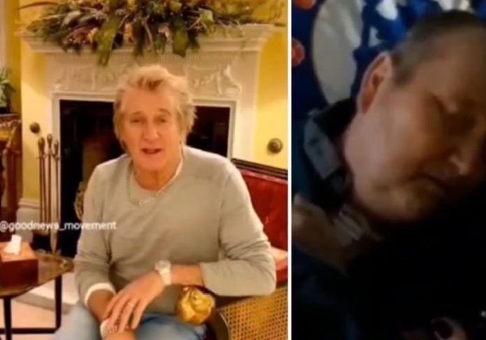 Rod Stewart canta para fã com câncer e manda Feliz Natal - Fotos: reprodução / Goodnews Movement