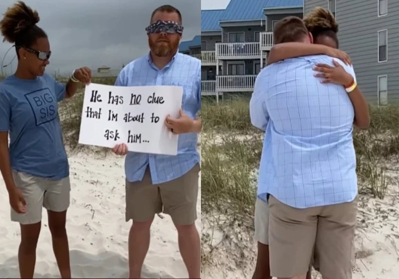 Alecia surpreende seu treinador dizendo 'sim' a adoção. Daniel Donaldson não poderia ter pedido um aniversário melhor Foto: Arquivo Pessoal