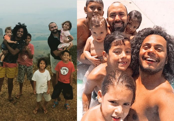 Jhonatan e Daniel adotaram os cinco irmãos que foram deixados em um orfanato em Rio Claro, São Paulo - Foto: reprodução Instagram @jhonatanwiliantan