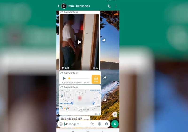 O garoto enviou um vídeo e a localização pelo WhatsApp da polícia para denunciar as agressões do ex-marido da avó dele - Foto: Romu