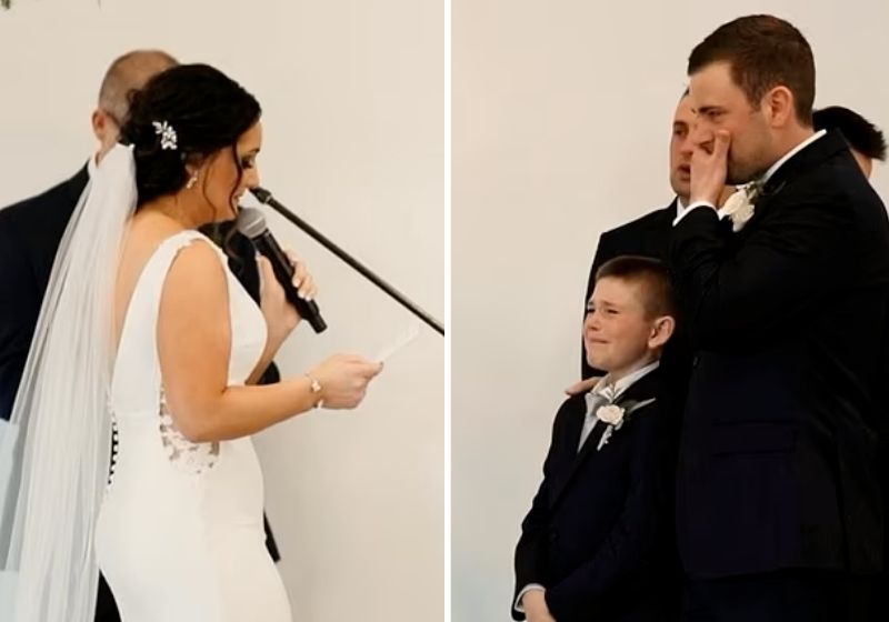 Vanessa Lynch emocionou a todos ao dedicar os votos de casamento ao enteado Henry, de 9 anos - Fotos: Reprodução/Vídeo