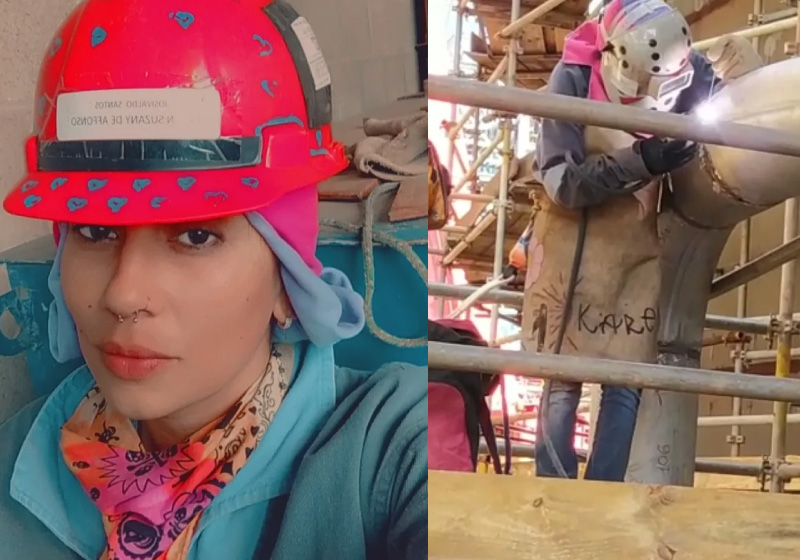 Karen sempre sonhou em ser soldadora e hoje trabalha na maior obra do Brasil - Foto: arquivo pessoal