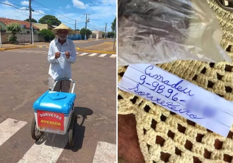 Idoso ficou emocionado com a ajuda dos moradores. Fotos: José Carlos/Arquivo Pessoal