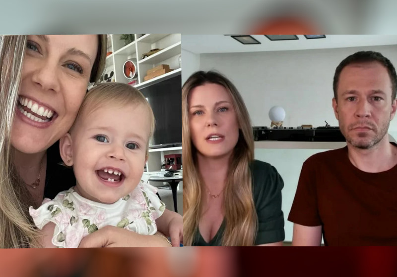 O casal Tiago Leifert e Daiana Garbin grava vídeo de alerta e mostra a filha Lua que está em tratamento contra o câncer - Foto: Instagram