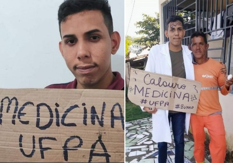 Filho de gari, Ageu estudou sozinho em casa usando apenas um tablet e foi aprovado em duas universidades públicas para cursar Medicina - Fotos: Arquivo Pessoal