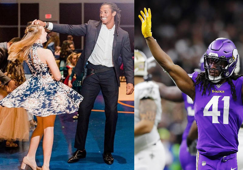 Anthony Harris, do Philadelphia Eagles surpreendeu sua fã Audrey, de 11 anos, durante o baile Foto: Reprodução Instagram