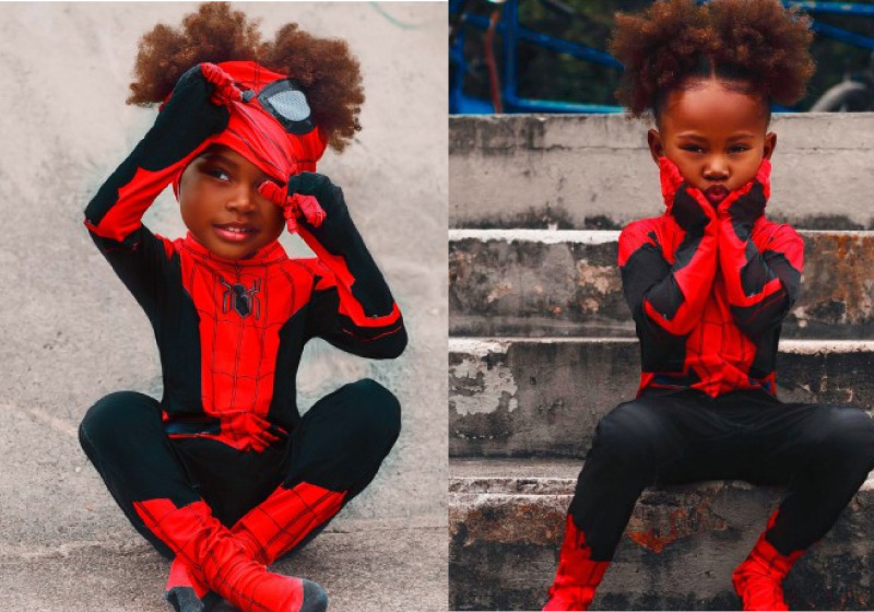 Liz pediu para ser uma "menina-aranha" por um dia e as fotos ganharam a web - Foto: reprodução Instagram
