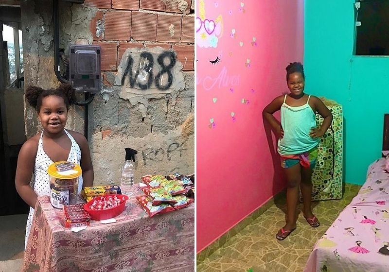 Luíza ficou conhecida após montar uma barraca de doces para ajudar a mãe. Fotos: Reprodução/Instagram