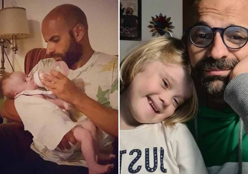 "Ela é a luz da minha vida", diz Luca, pai solo e gay que adotou Alba, menina co Down rejeitada por 20 famílias - Fotos: Instagram @trapaluca