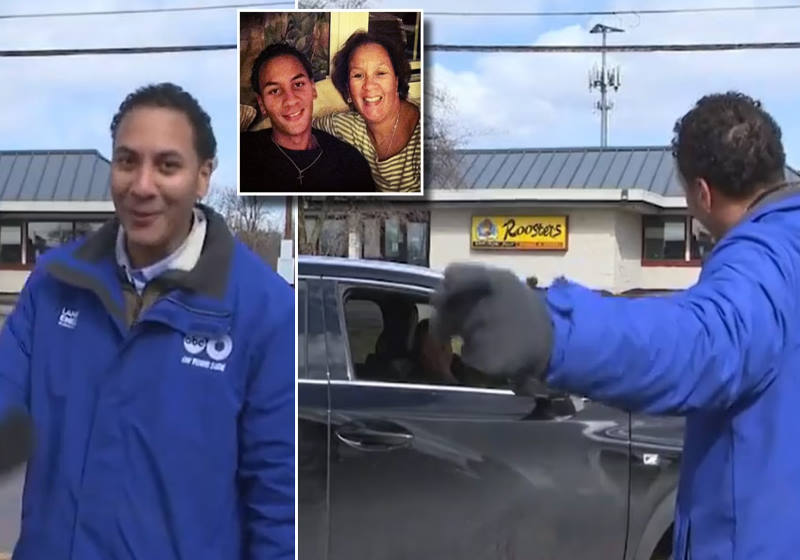 Myles estava fazendo uma reportagem em Columbus no início da semana, quando percebeu a mãe Sandi, encostando o carro. Foto: reprodução Fox 8