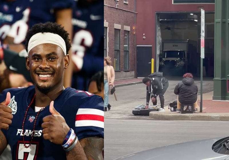 O quarterback Willis, revelação da Liga de Futebol Americano é flagrado em ato de bondade Foto: reprodução Twitter