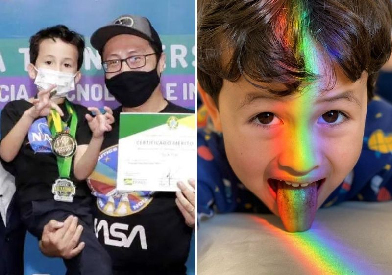 Com apenas dois anos, Miro já sabia o nome de todos os planetas do sistema solar. Agora descobriu 15 asteroides. Fotos: Reprodução/ Instagram @mirolatansiotsai