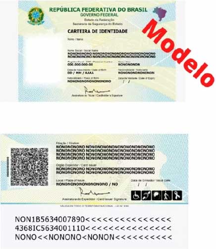 Modelo da nova carteira de identidade - Foto: divulgação Governo Federal