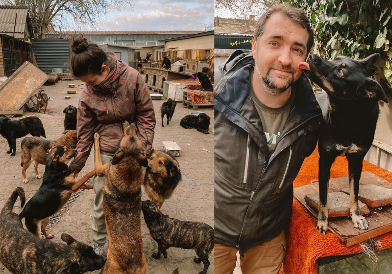 O casal de veterinário ucraniano, Valentina e Leonid, abrigam animais abandonados por tutores refugiados da guerra - Foto: reprodução Instagram