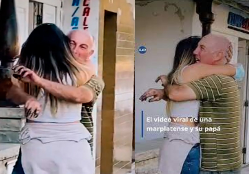 Jessica e o pai abraçados após a surpresa e a emoção do reencontro Foto: reprodução Instagram