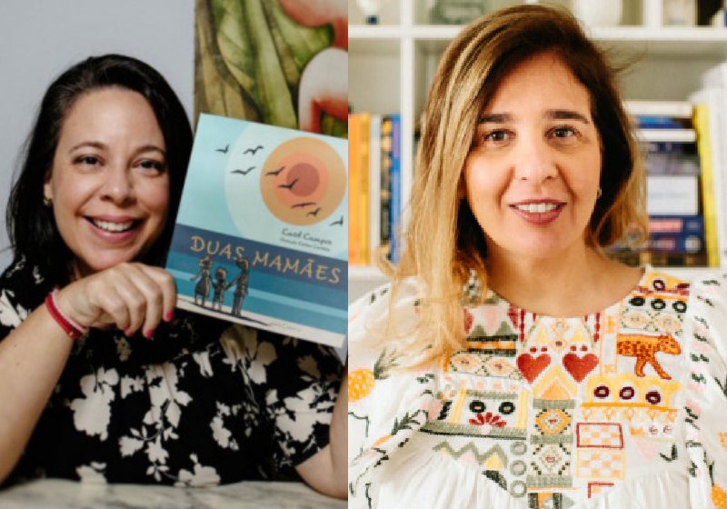 Escritoras Carol Campos (esq) e Ana Holanda inspirando pessoas a escrever no Dia do Livro - Foto Carolina Pires